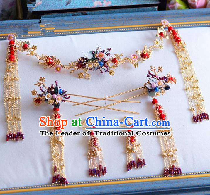 Chinese Ancient Handmade Palace Hair Accessories Hair Clasp Traditional Hairpins Complete Set for Women