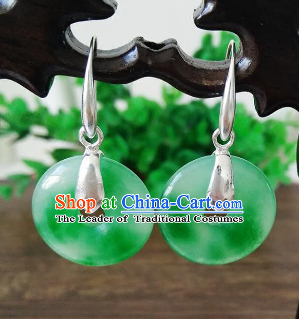 Top Grade Chinese Handmade Wedding Accessories Jade Eardrop Hanfu Golden Earrings for Women