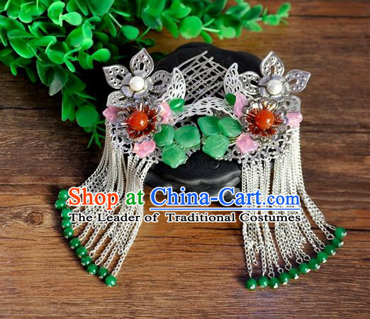 Ancient Chinese Handmade Tassel Hair Combs Hair Accessories Classical Hairpins for Women