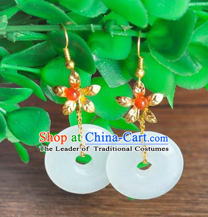 Top Grade Chinese Handmade Accessories Hanfu Eardrop Jade Earrings for Women