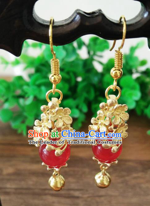 Chinese Handmade Accessories Hanfu Eardrop Ancient Brass Earrings for Women