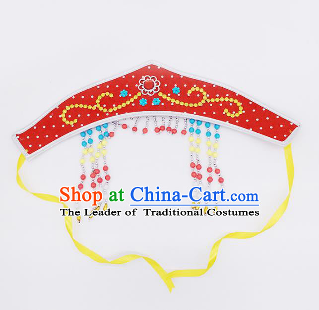 Traditional Chinese Mongol Nationality Red Headband, Mongolian Minority Hair Accessories Dance Headwear for Kids