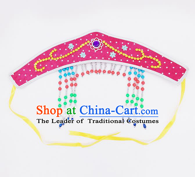 Traditional Chinese Mongol Nationality Pink Headband, Mongolian Minority Hair Accessories Dance Headwear for Kids