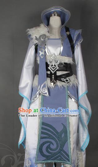 Chinese Traditional Ancient Female Blade Clothing Cosplay Swordswoman Lilac Costume for Women