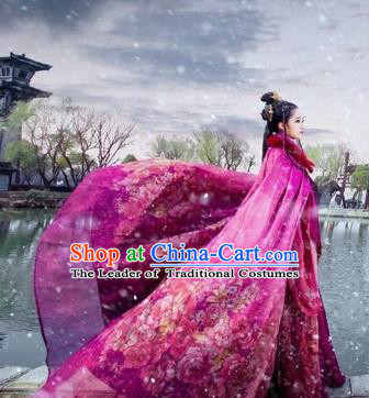 Chinese Traditional Ancient Princess Clothing Purple Cloak Cosplay Swordswoman Costume for Women