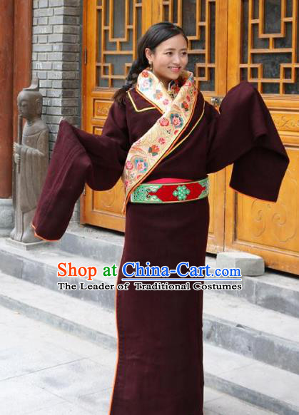 Chinese Traditional Minority Dance Costume Tibetan Robe Zang Nationality Clothing for Women