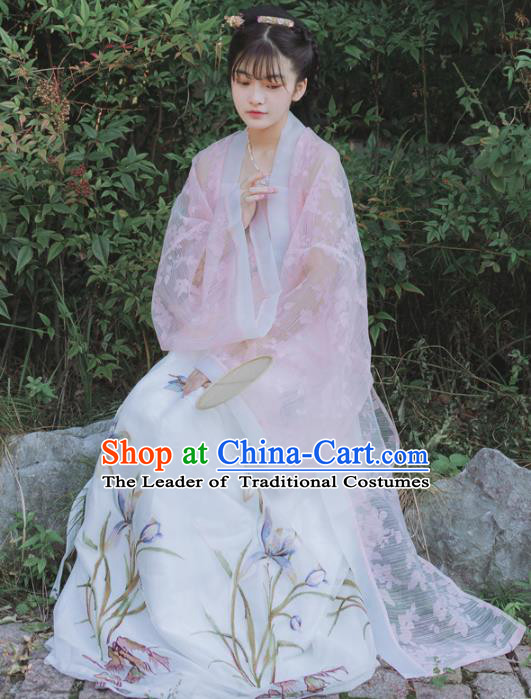 Chinese Traditional Song Dynasty Palace Lady Costume Ancient Princess Embroidered Clothing for Women