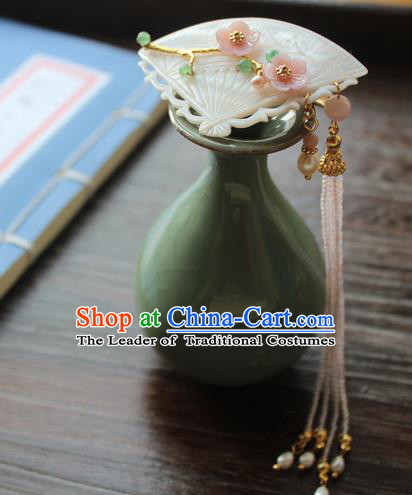 Chinese Ancient Handmade Palace Shell Hair Claw Hair Accessories Hanfu Tassel Hairpins for Women