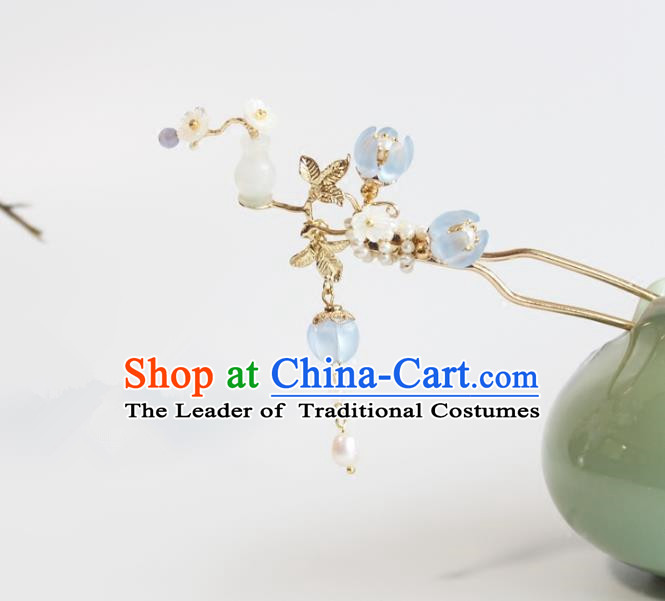 Chinese Ancient Handmade Palace Jade Vase Hair Clip Hair Accessories Hanfu Hairpins for Women