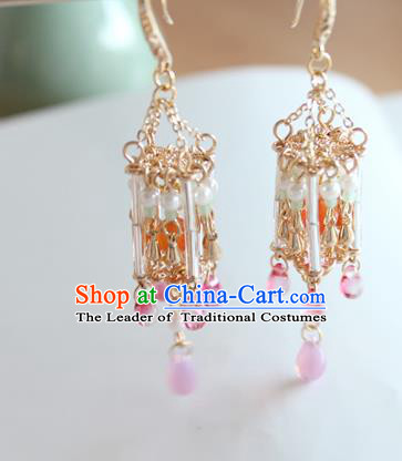 Chinese Ancient Handmade Palace Lantern Earrings Accessories Hanfu Eardrop for Women