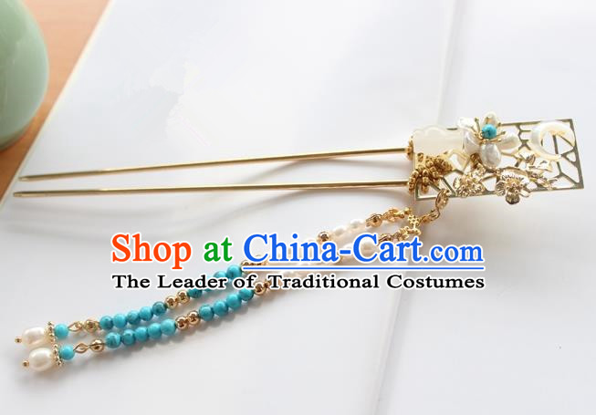 Chinese Ancient Handmade Hair Clip Hair Accessories Hanfu Plum Blossom Moon Hairpins for Women