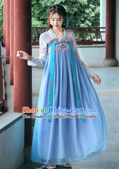 Ancient Chinese Las Meninas Costume Tang Dynasty Court Maid Embroidered Hanfu Dress for Women