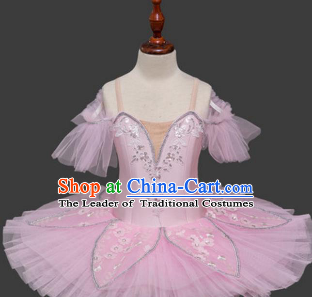 Top Grade Modern Dance Costume Ballet Ballerina Dance Pink Bubble Dress for Women