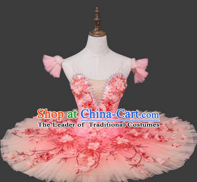 Top Grade Ballet Dance Costume Ballerina Dance Tu Tu Dancewear Pink Bubble Dress for Women