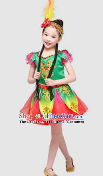 Top Grade Modern Dance Ballet Dance Green Veil Dress Stage Performance Chorus Costume for Kids