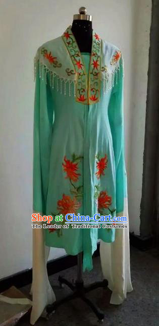 Chinese Traditional Beijing Opera Actress Costumes China Peking Opera Embroidered Chrysanthemum Blue Dress for Adults