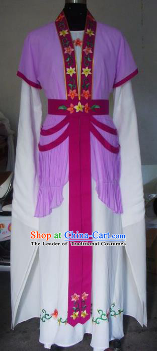 Chinese Traditional Beijing Opera Actress Costumes China Peking Opera Maidservants Purple Dress for Adults