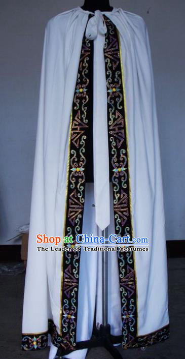 Chinese Traditional Beijing Opera Niche Costumes China Peking Opera White Cloak for Adults