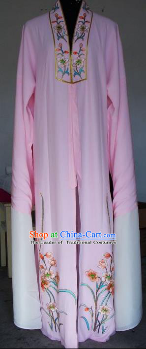 Chinese Traditional Shaoxing Opera Scholar Embroidered Pink Robe Peking Opera Niche Costumes for Adults