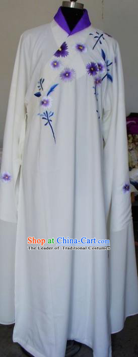 Chinese Traditional Shaoxing Opera Niche Embroidered White Robe Clothing Peking Opera Scholar Costume for Adults