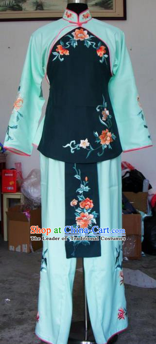 Chinese Traditional Beijing Opera Maidservants Embroidered Green Clothing China Peking Opera Costumes for Adults