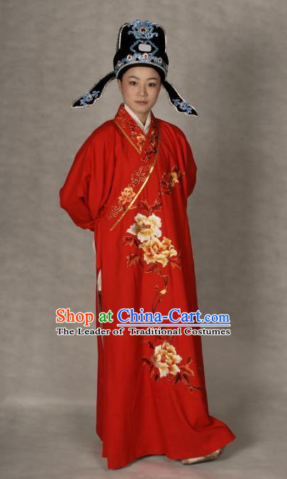 Chinese Traditional Shaoxing Opera Robe Peking Opera Niche Embroidered Red Costume for Adults