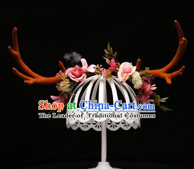 Children Modern Dance Hair Accessories Stage Performance Antlers Hair Clasp for Kids