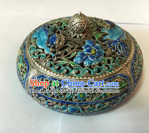 Chinese Traditional Ornaments Accessories Censer Ancient Sliver Blueing Incense Burner