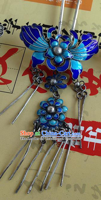 Chinese Traditional Ancient Hairpins Hair Accessories Cloisonne Butterfly Hair Clip for Women