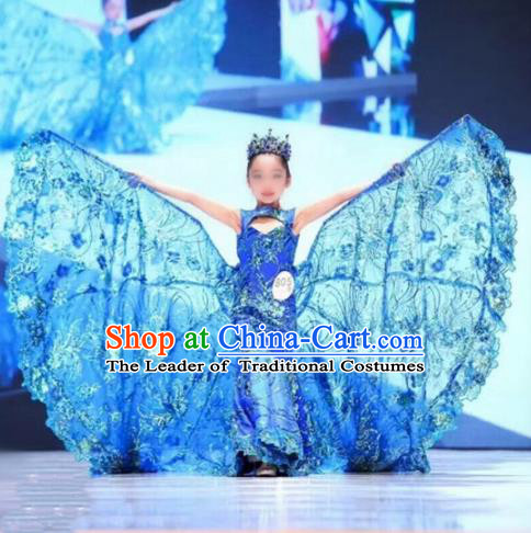 Children Models Show Costume Stage Performance Modern Dance Chinese Catwalks Cheongsam Dress for Kids