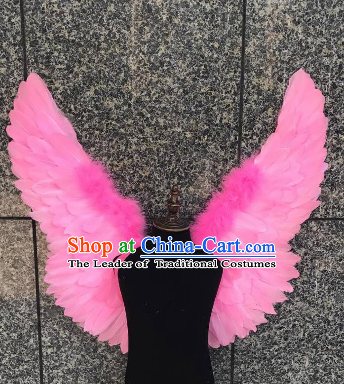 Top Grade Samba Dance Props Brazilian Carnival Catwalks Pink Feather Wings for Kids