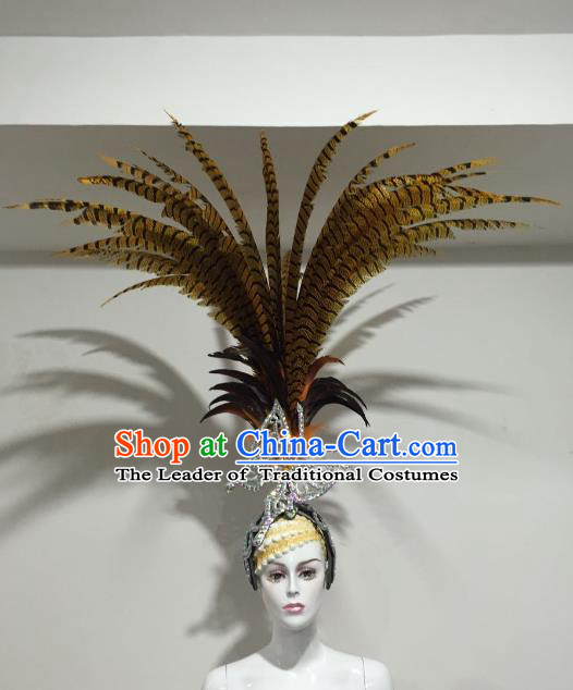 Brazilian Samba Dance Ostrich Feather Hair Accessories Rio Carnival Catwalks Queen Butterfly Deluxe Headwear for Women