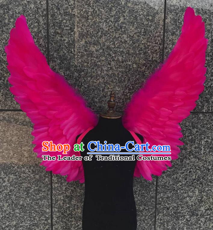 Top Grade Samba Dance Props Brazilian Carnival Catwalks Rosy Butterfly Feather Wings for Kids