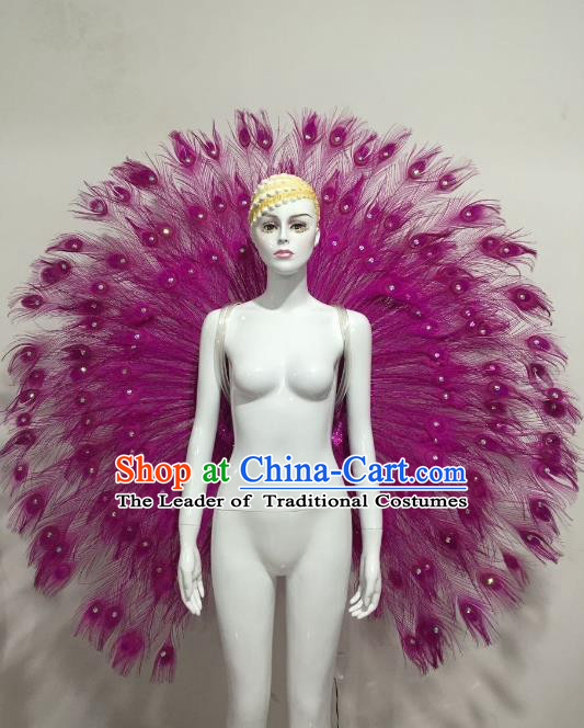 Top Grade Brazilian Samba Dance Props Rio Carnival Purple Feather Angel Wings for Women