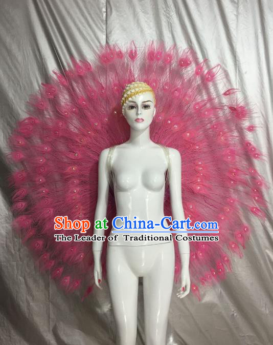 Top Grade Brazilian Samba Dance Props Rio Carnival Pink Feather Angel Wings for Women