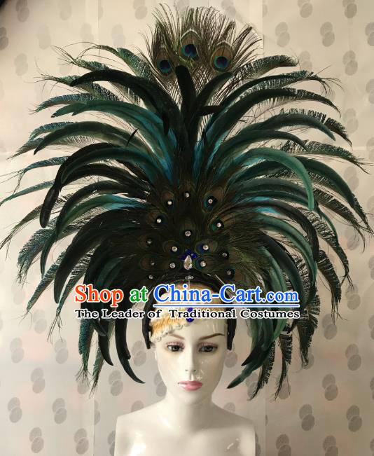 Brazilian Rio De Janeiro Carnival Feather Hair Accessories Samba Victorian Dance Catwalks Headwear for Women