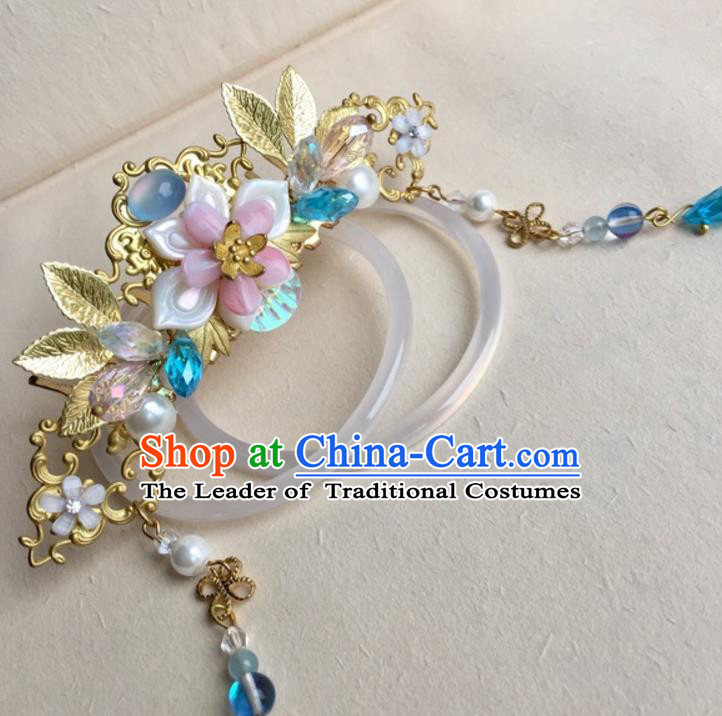 Chinese Traditional Hair Accessories Golden Leaf Phoenix Coronet Ancient Hanfu Hairpins for Women