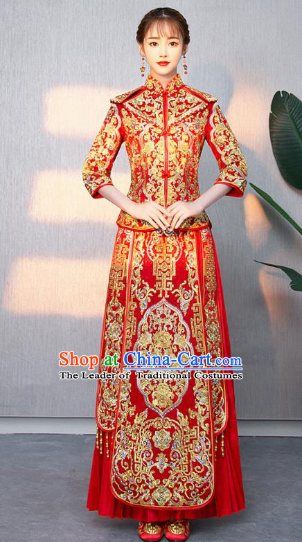 Traditional Chinese Ancient Bottom Drawer Wedding Costumes Embroidered XiuHe Suit for Women