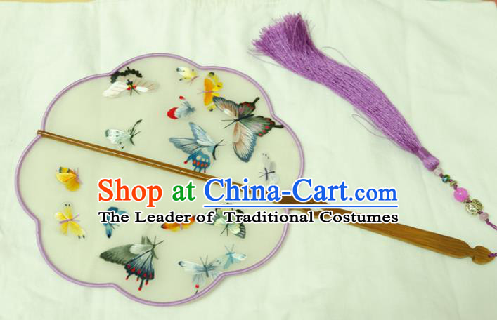 Chinese Traditional Ancient Palace Fan Embroidered Butterfly Fans for Women