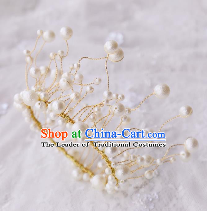 Top Grade Wedding Hair Accessories Bride Pearls Royal Crown for Women