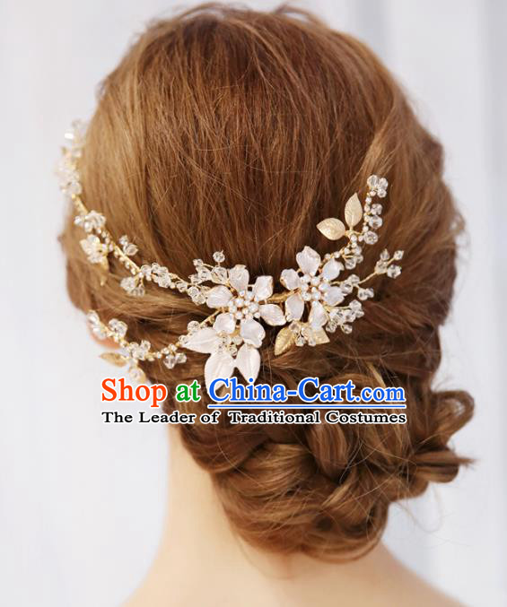 Top Grade Wedding Hair Accessories Bride Golden Crystal Hair Comb for Women