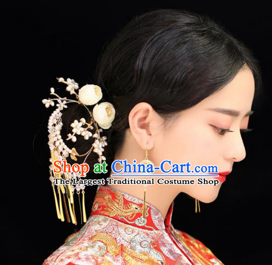 Top Grade Chinese Wedding Bride Hair Accessories Ancient Hairpins Tassel Step Shake for Women