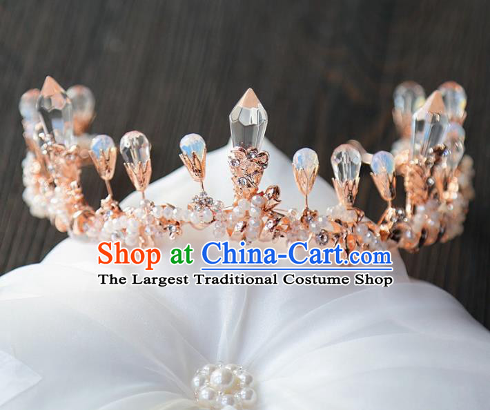 Top Grade Wedding Bride Hair Accessories Baroque Queen Champagne Crystal Royal Crown for Women