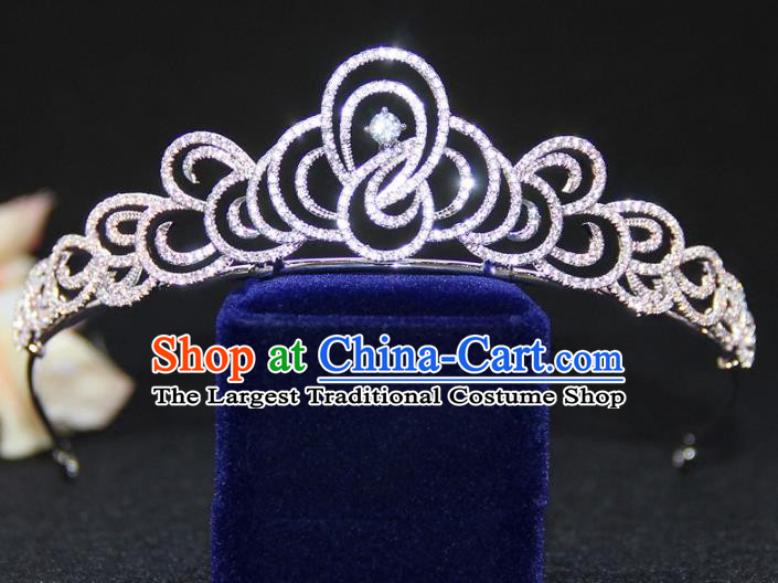 Top Grade Baroque Queen Zircon Royal Crown Wedding Bride Hair Accessories for Women