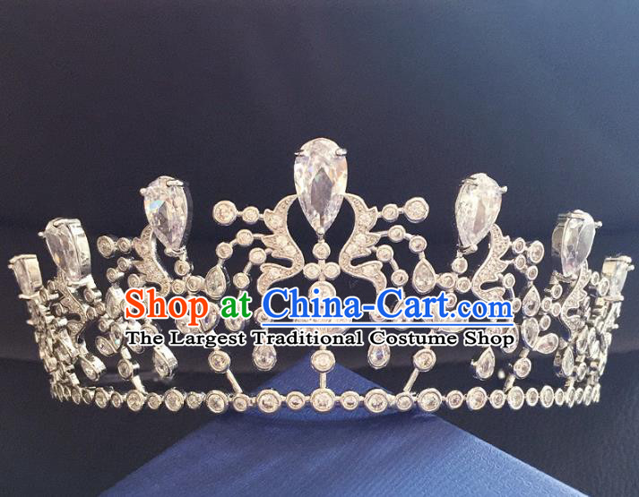 Top Grade Baroque Queen Crystal Royal Crown Wedding Bride Hair Accessories for Women