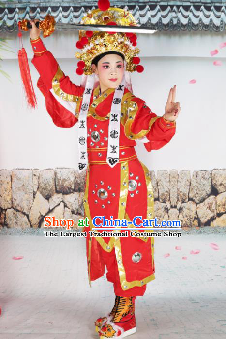 Professional Chinese Peking Opera Swordplay Costume Huangmei Opera Hua Mulan Robe and Hat for Adults