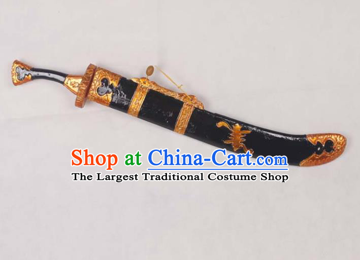 Top Grade Chinese Beijing Opera Props Peking Opera Takefu Black Broadsword for Men