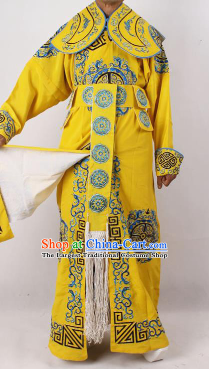 Professional Chinese Peking Opera Takefu Embroidered Yellow Costume for Adults