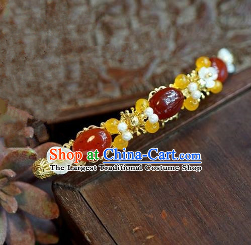 Chinese Handmade Ancient Hair Accessories Ancient Hanfu Agate Hairpins for Women