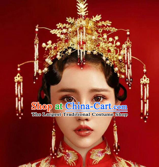 Chinese Ancient Handmade Bride Hairpins Hair Accessories Complete Set for Women